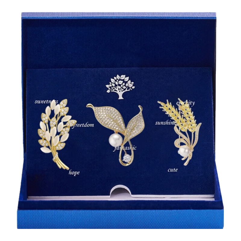 迪后（Dirholl）品牌胸針套裝女士高檔西裝別針配飾首飾送女友老婆生日紀(jì)念日禮物 楓葉星期胸針套裝【禮盒裝】