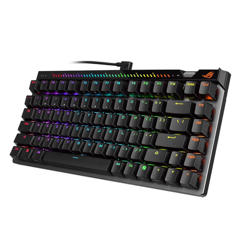 ROG魔导士Ace 75HE 有线游戏键盘 磁轴键盘 六层消音结构 HFX V2磁轴RT0.01电竞键盘 无畏契约 黑色