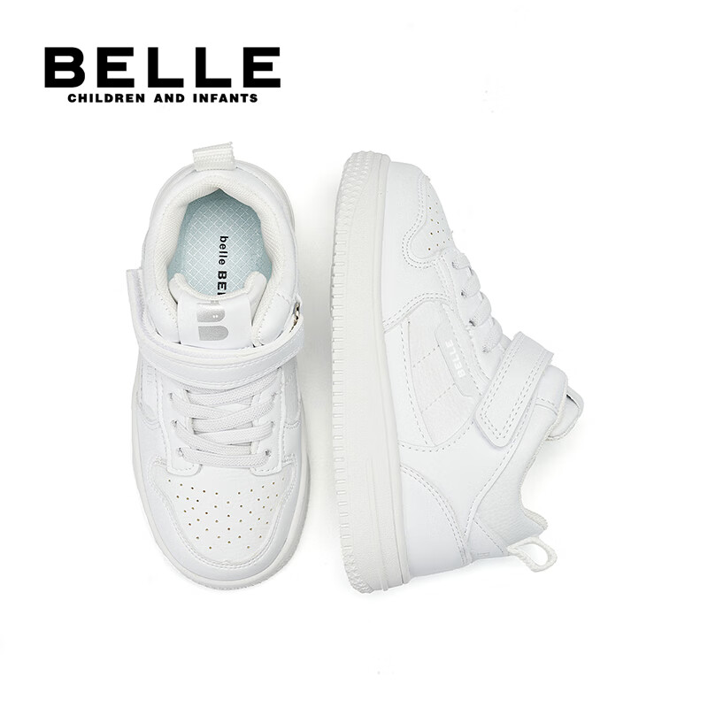 百丽童鞋儿童休闲鞋学生小白鞋26年春季新款皮面中大童鞋子男女童板鞋 白色【四季皮面】中帮 32 (建议拍小一码)