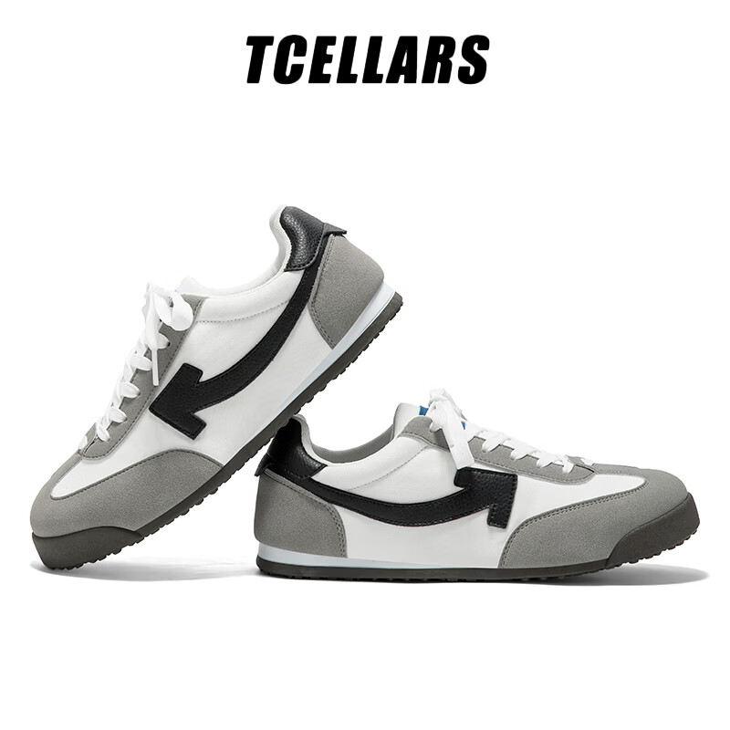 Tcellars德训鞋男鞋春季2026新款潮流百搭平底板鞋低帮舒适运动休闲鞋子 雾霾灰 39
