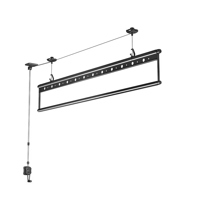 好太太京选手摇升降单杆晾衣架顶装手动式家用阳台晒衣杆室内晾衣杆 【2.4米】银色单杆  客户自行安装