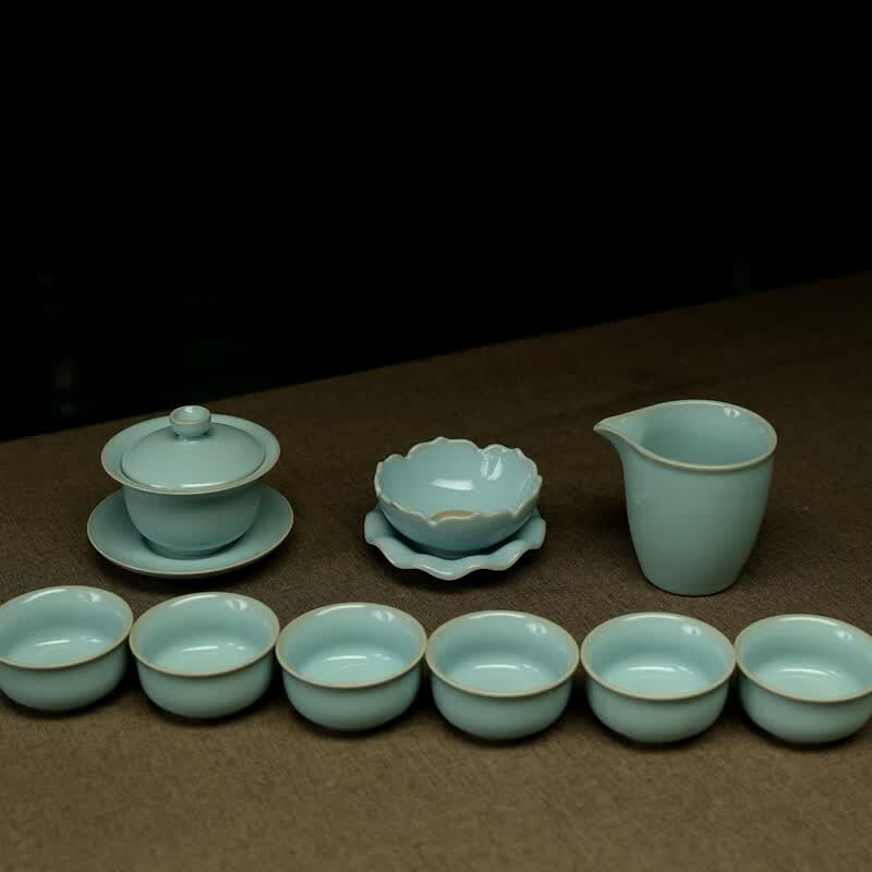 汝誉天下汝窑茶具盖碗三才碗汝州汝瓷纯手工天青冰裂开片陶瓷元宝马蹄盖碗 云风盖碗套装 京东折扣/优惠券
