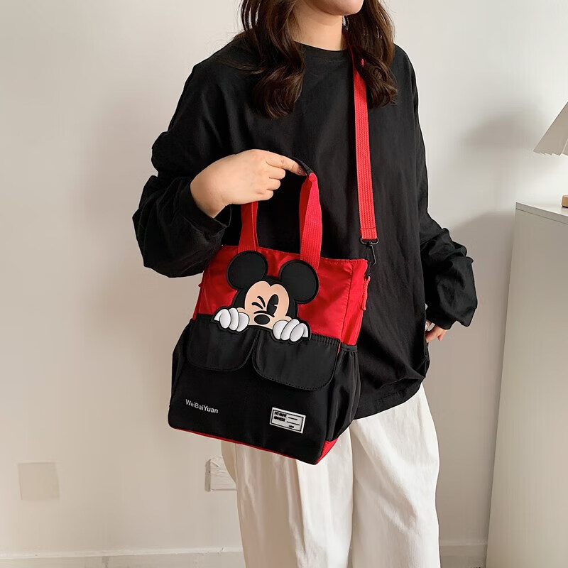 牛津儿童补习袋小学生男女卡通手提大容量单肩斜挎包书包 黑色