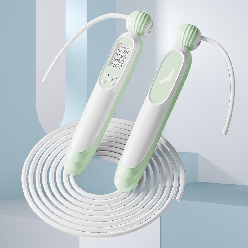 安踏电子计数跳绳女生减肥负重2用运动健身学生中考体侧专业燃脂绳子 绿色计数-长绳款 京东折扣/优惠券