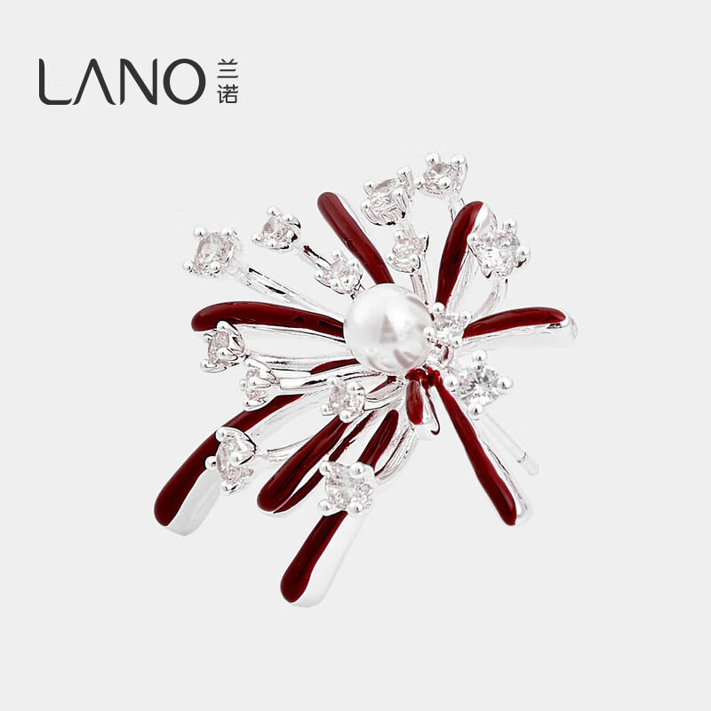 兰诺骐骥红烟花珍珠耳钉女款2026新款爆款高级感银针养耳洞耳饰 本白