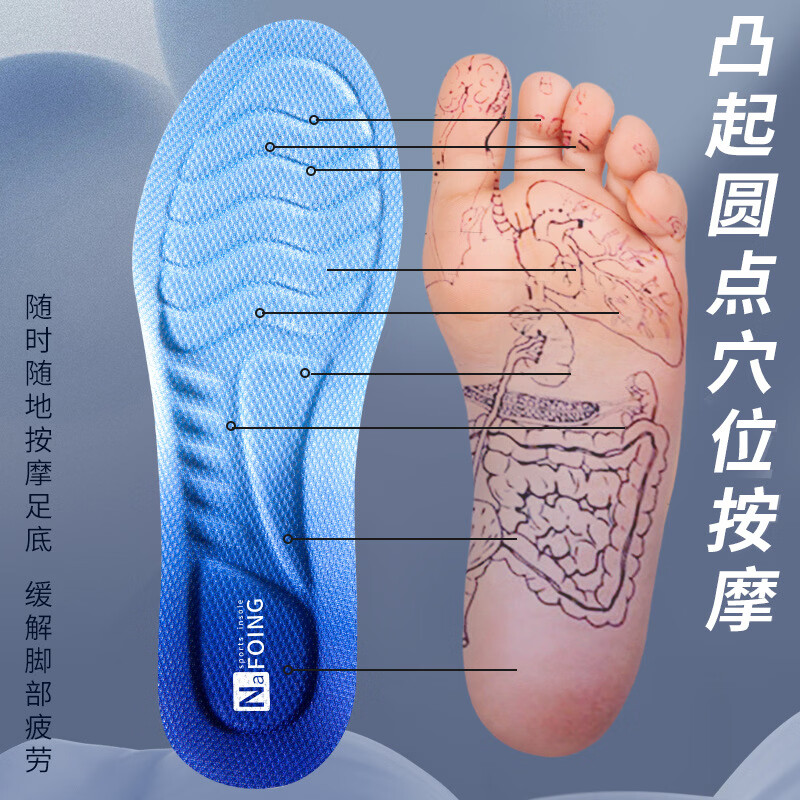 【精选】PU鞋垫超软久站足弓支撑加厚减震运动男女跑步军训休闲鞋 蓝色 35-36