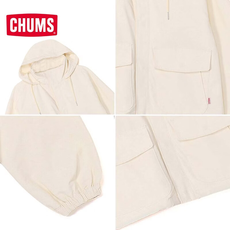 CHUMS洽洽鸟女士夹克户外运动休闲短款风衣复古夹克外套春季CH18-1369 白色CH18-1369-W004 L