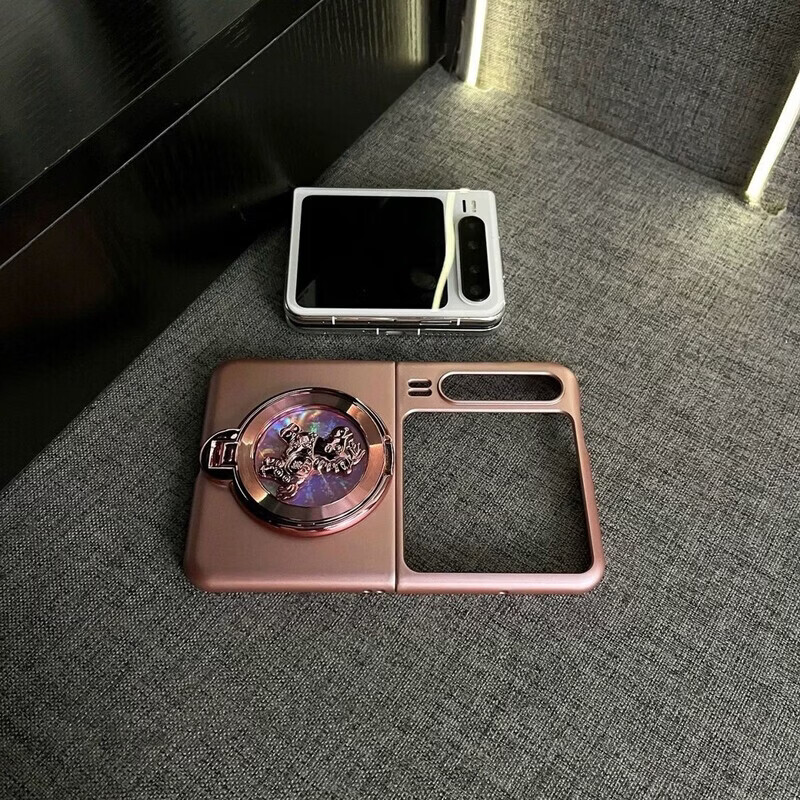 马年新款带支架适用华为purax手机壳女超薄磨砂电镀阔折叠屏典藏版全包防摔pocket2外壳p50pocketS 【粉色】+粉色旋转小马支架 华为P50pocket