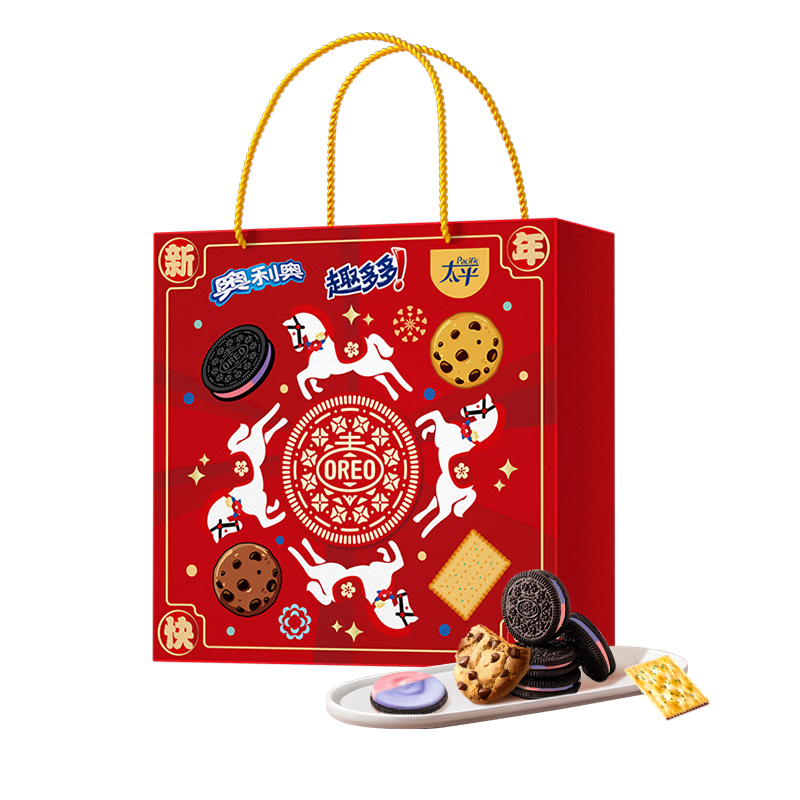 奥利奥趣多多太平骏马迎福年货礼盒1091g含16件 曲奇苏打饼干零食送礼