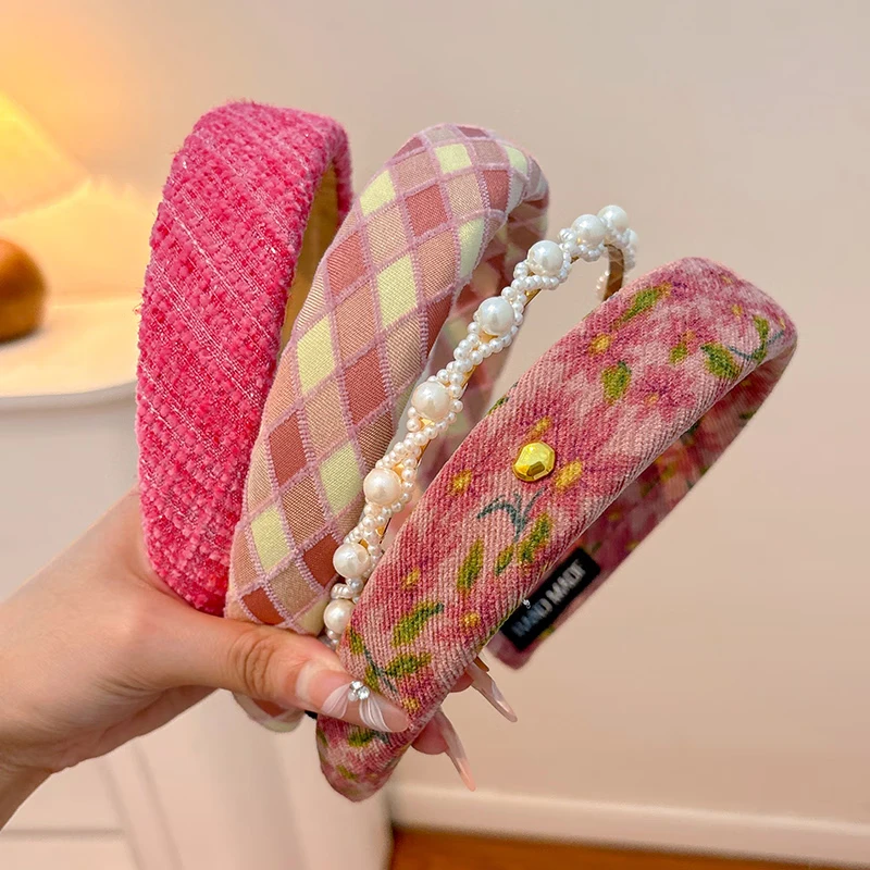 【甄选厂家】粉色发箍女2026新款高颅顶气质发捆头箍女款宽边压发 9#粉色薄纱