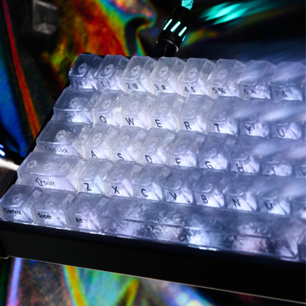 XVX碳纤维纹键帽碳纹侧刻原厂高度客制化磁轴机械键盘键帽 冰碳纹【白色银字】