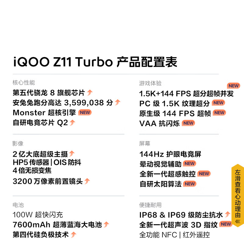 vivo iQOO Z11 Turbo 12GB+256GB 沧浪浮光骁龙8Gen5 自研电竞芯片Q2 2亿大底超级主摄 学生游戏手机
