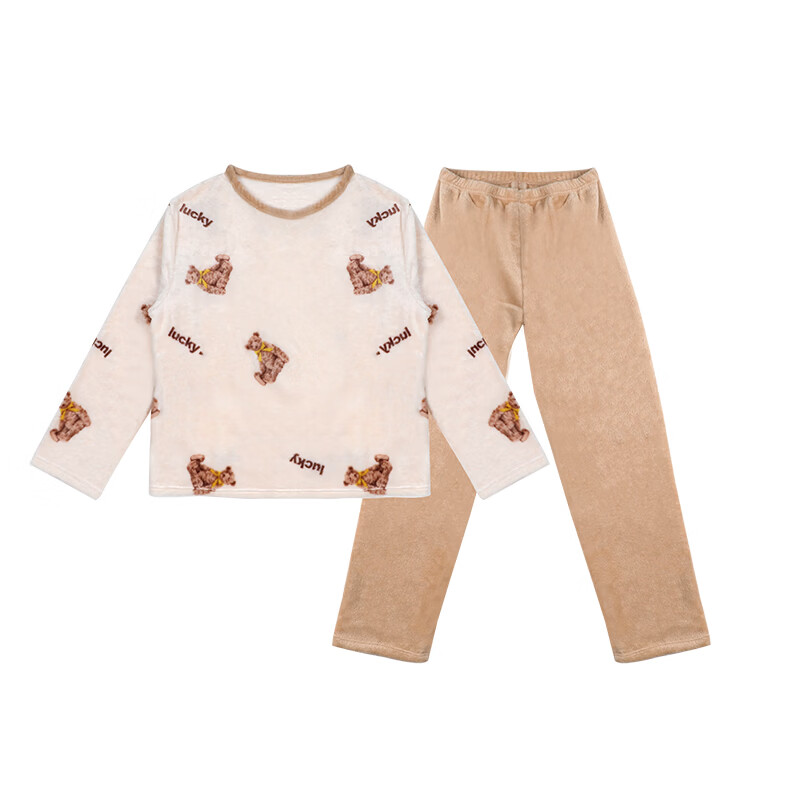 香蜜闺秀（GOSO）GOSO法兰绒加绒睡衣女秋冬舒适柔软女士家居服套装 25433001花色 M 160