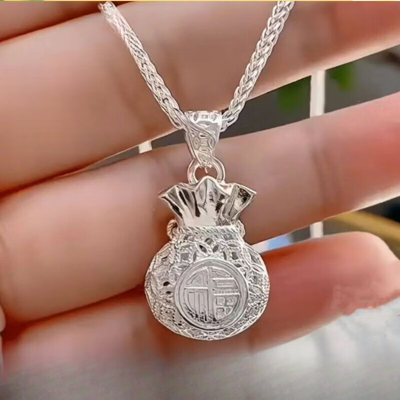 VMCK99.9纯银福袋项链女时尚旺夫葫芦锁骨链520礼物送女生礼 9.66  ke 多多钱【福袋吊坠+水波链】谐筰