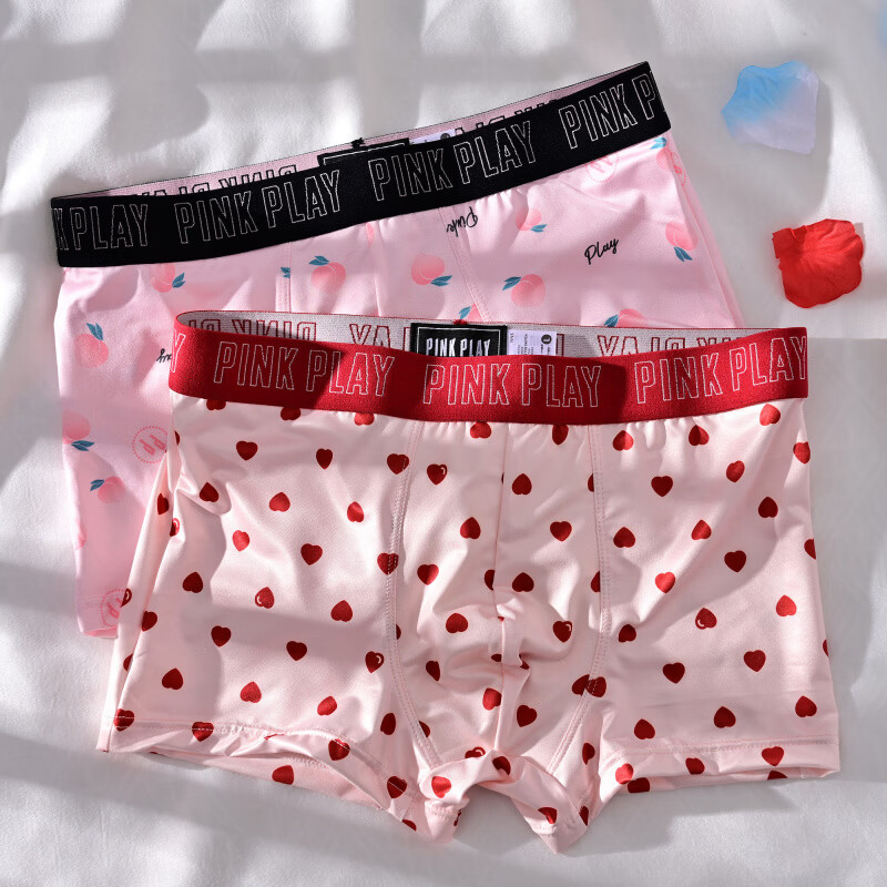 莫代尔【情侣款】情侣内裤男女一对夏季薄性感纯欲少女风内衣套装纯棉裆 小爱心 M 男L+女