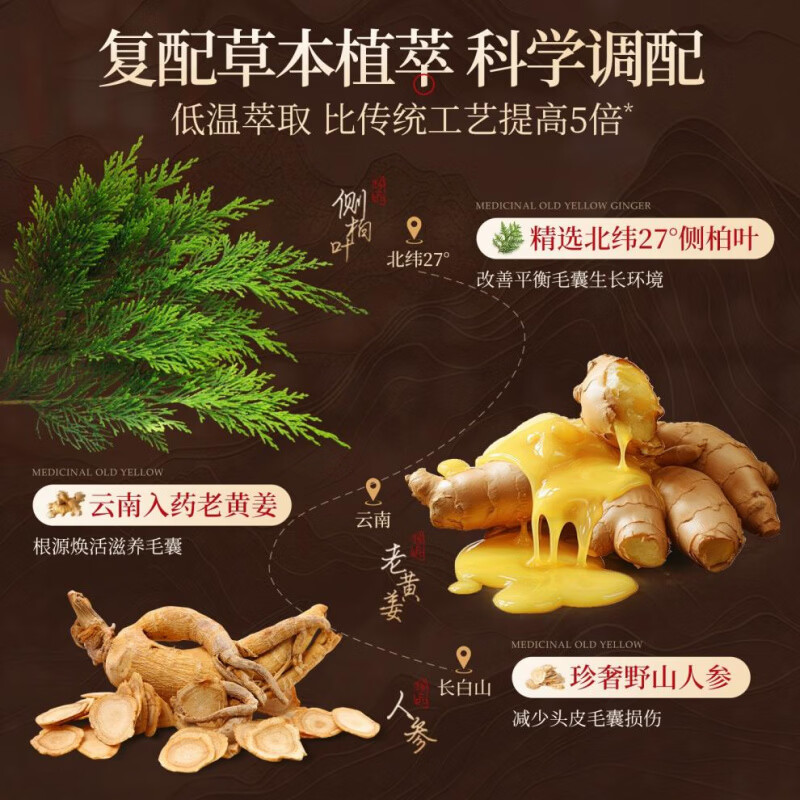 YTYU侧柏叶手工代熬洗发水防脱固发育发黑发养发洗发皂角植物生姜控油 三瓶【发量噌噌涨】 500ml  