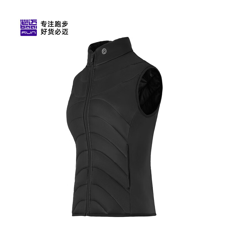 必迈（bmai）户外跑步训练棉马甲轻量保暖坎肩男女休闲运动外套立领上衣 暗夜黑【女】 S