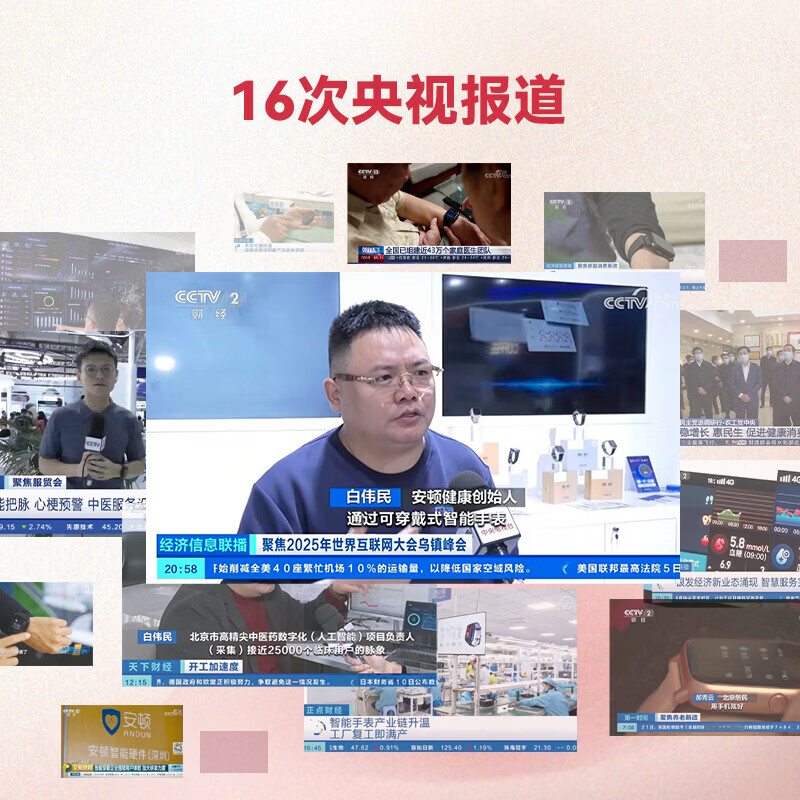 安顿健康预警手表心梗脑卒中健康检测预警智能手表手环测心率血糖血氧血脂智能手表送礼送老人送父母 红颜悦享版【胭脂粉】 粉色氟橡胶表带