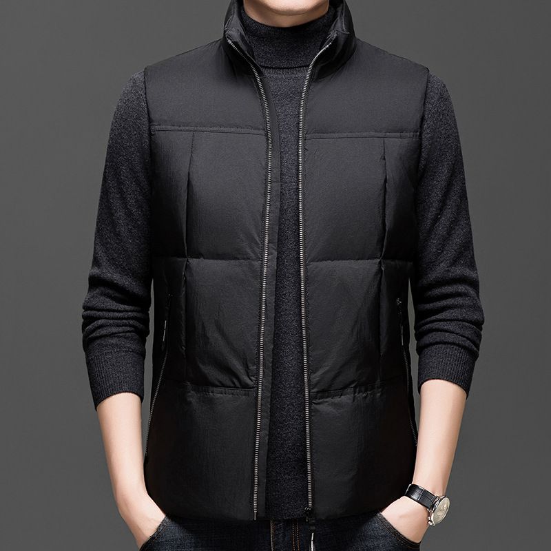 波司登冰洁纯色羽绒马甲男2025秋冬季款加厚白鸭绒保暖背心中青年 棕色 170/M