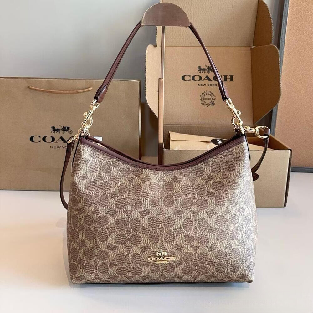 蔻家新款Laurel流浪包经典老花腋下包通勤大容量单肩斜挎托特女包 冰川白31*23*10cm