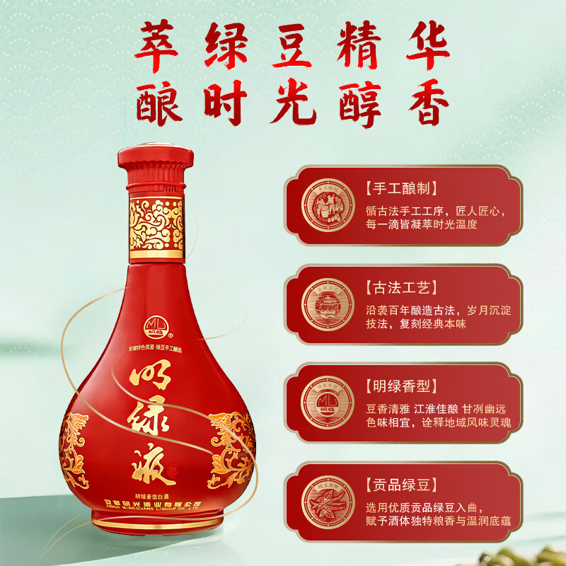 明绿液【新品热卖】42度明绿香型白酒 贺岁装明绿液 节日送礼 42度 450mL 4瓶 ·新年贺岁·赠窖藏礼盒*1