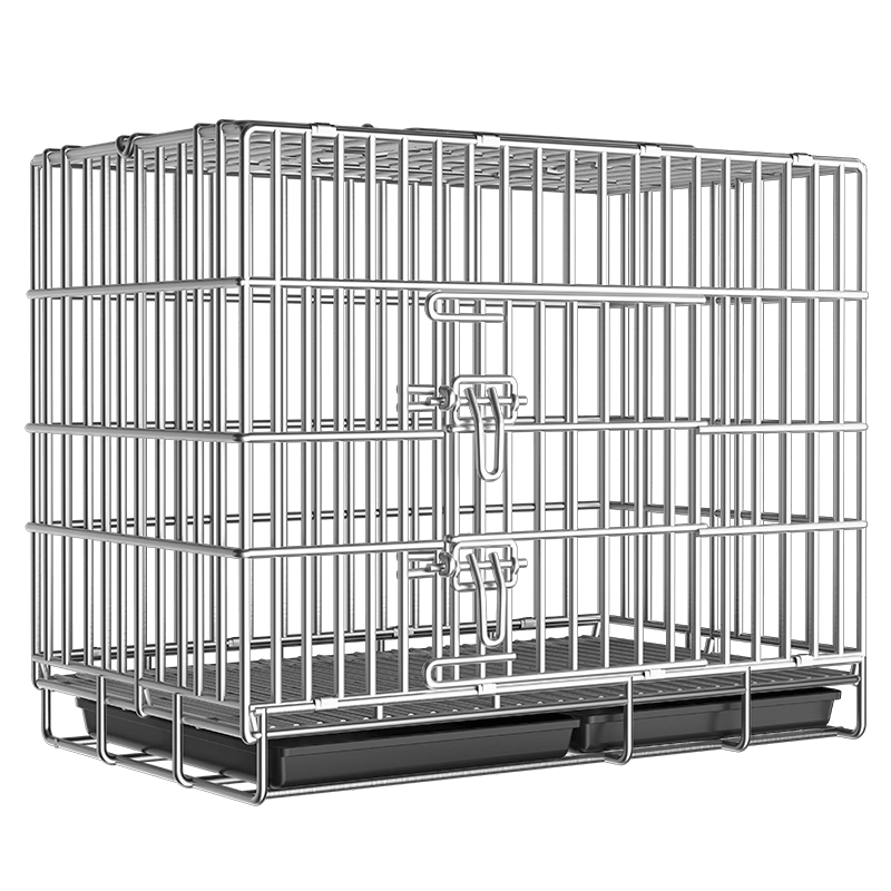 憨憨寵狗籠中小型犬狗籠子大貓籠帶廁所加粗折疊寵物籠子柯基籠幼犬狗籠 加粗狗籠 銀色 50*42*35cm 建議6斤內(nèi) 帶托盤式廁所+防卡腳墊片