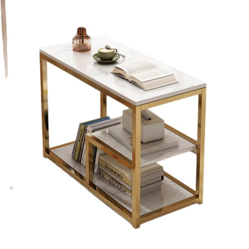 语森忆沙发边几边柜客厅家用茶桌简易茶几小桌子现代简约茶台边桌置物架 【带轮款可移动】园野橡木色70*38*72cm 组装