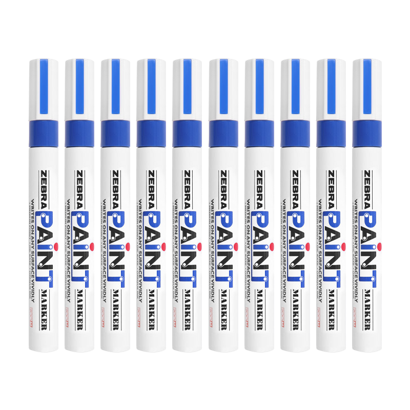 斑马牌（ZEBRA）油漆笔 油性记号笔 大号物流笔签名笔/马克笔 PAINT-MOP 蓝色 10支装