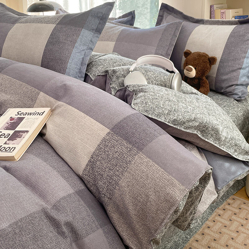 雅鹿小清新碎花四件套活性印花床单被套枕套淑女学生宿舍三件套被罩 文森格 2.0m四件套 床单款 （被套200*230cm）