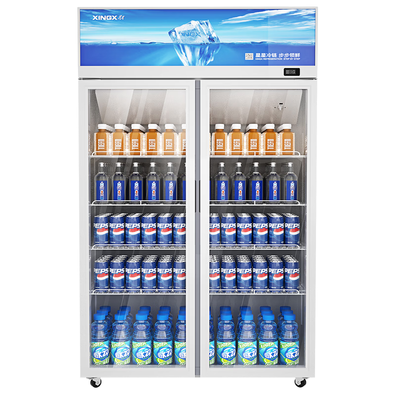星星冷藏展示柜冷藏保鮮柜飲料柜雙開門風(fēng)冷立式冰柜商用超市便利店啤酒酒水展示柜LGC-1000FYE