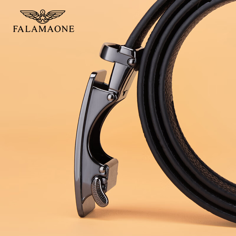 FALAMAONE法莱阿玛尼男士腰带真皮奢侈品正品2025经典款牛皮皮带男士自动扣 新款压花纹【花束+实木礼盒】 120cm 改尺寸下单备注或联系客服