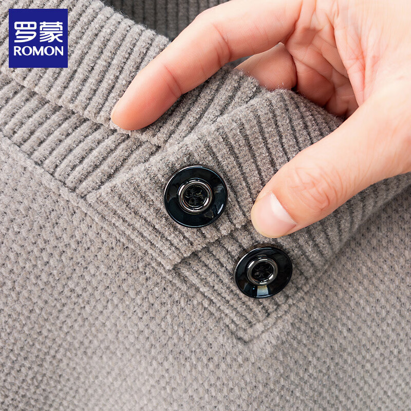 罗蒙（ROMON）仿雪貂绒加绒毛衣男2025冬季新款保暖男士针织打底衫男装上衣 米色 2XL (建议体重150-170斤)