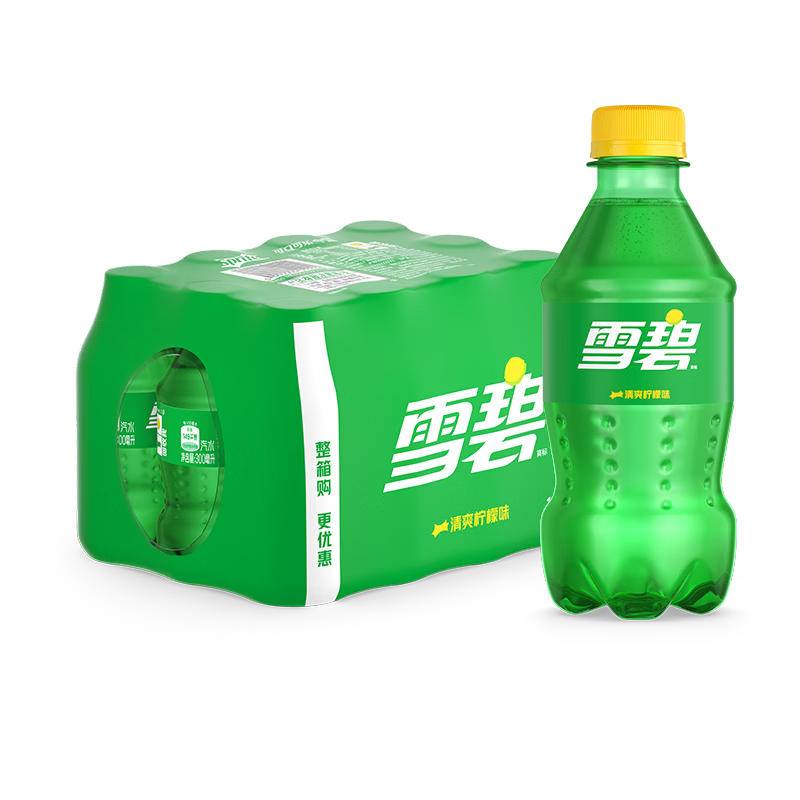 可口可乐（Coca-Cola）檀健次代言雪碧 Sprite 柠檬味 碳酸饮料 300ml*12瓶 整箱装