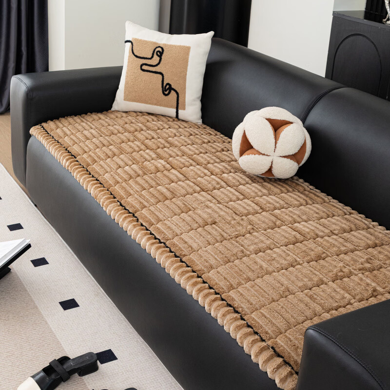 正圣加厚毛绒三人位沙发垫冬季防滑2025年新款座垫秋冬沙发专用垫 直边梦绒-卡其【加厚款】 60cm*60cm 【扶手/靠背】