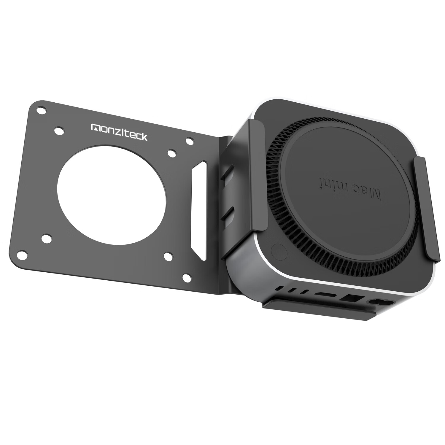 美易支Mac mini M4显示器安装支架+转接头延长板套装组合金属节约空间带螺丝 黑色