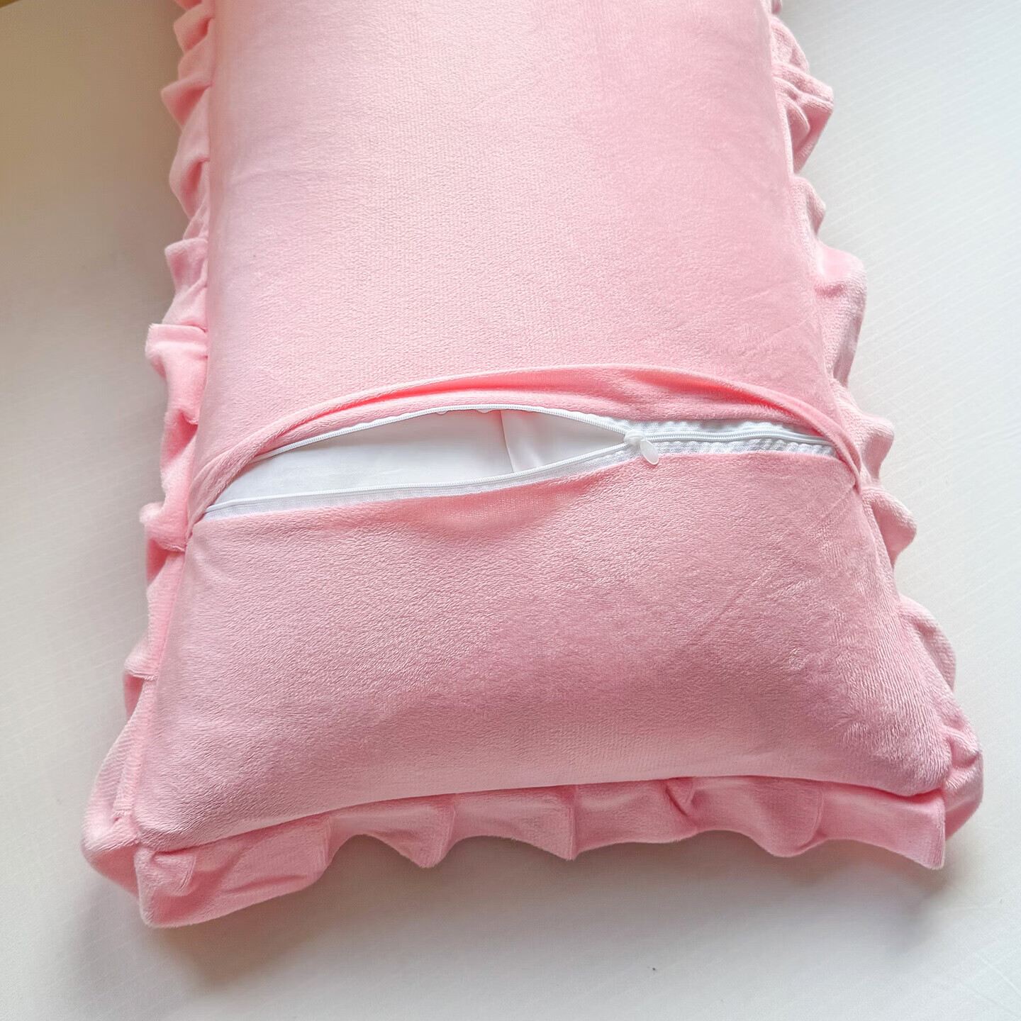 【精选厂家】A类高克重牛奶绒加厚枕套 秋冬季法兰绒单人枕芯套内 牡丹粉【加绒加厚/防静电】 枕套一对48*74cm