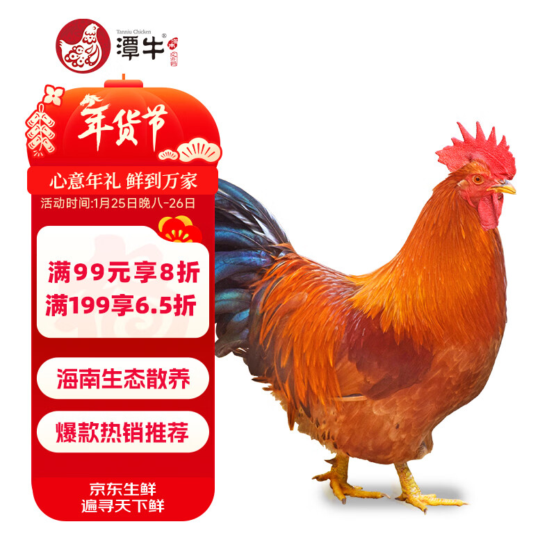潭牛海南文昌鸡公鸡2斤 散养 供港品质 椰子鸡 生鲜鸡肉 冷冻