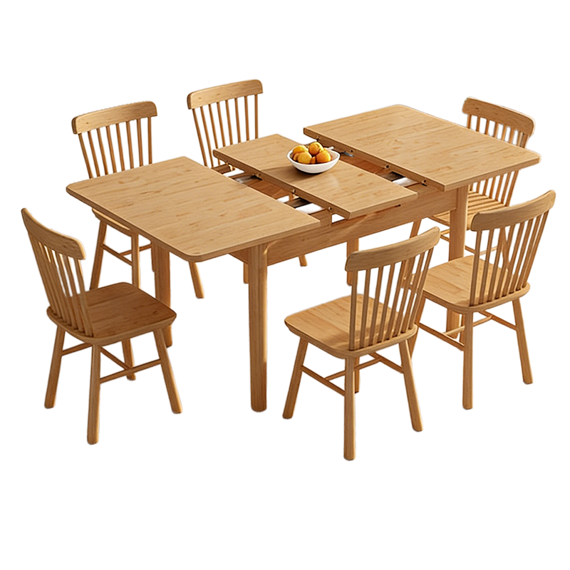 中偉折疊餐桌椅全套 輕奢高級感2025新款現(xiàn)代簡約風大小戶型 原木色