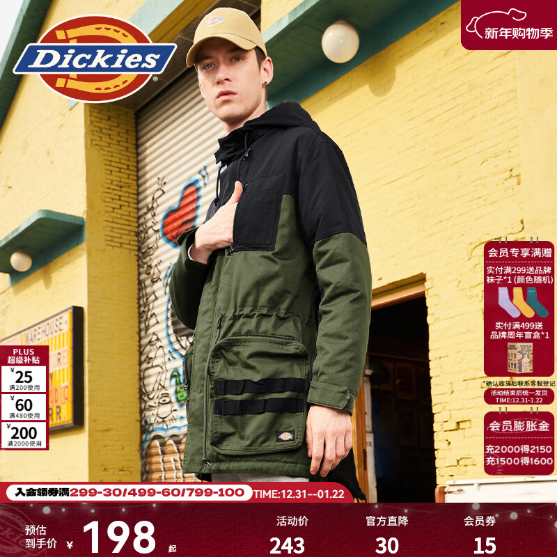 Dickies 字母印花棉衣外套 男式休闲百搭外套 棉服男 9459 黑色 （宽松版型） XL