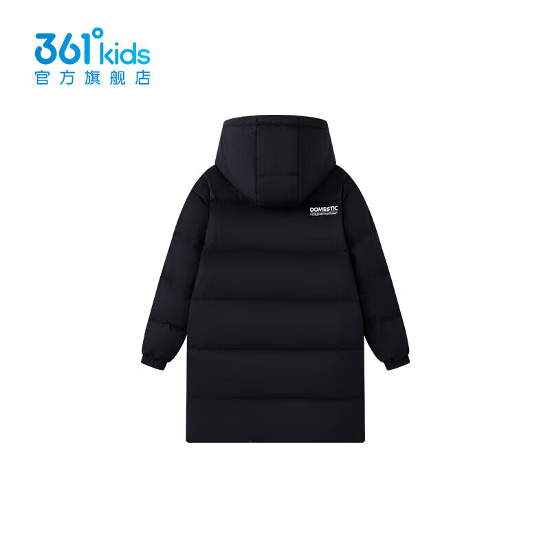 361°童装男/女童保暖中长羽绒服2026年冬季新款中大童外套 经典黑 160