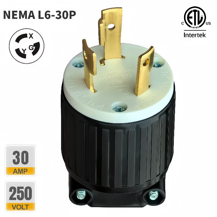 TLDPLUG美标NEMA L6-30P插头扭锁式 L6-30R插座30A 250V 美规房车发电机 黄色 美标NEMA L6-30P母座30A 250V
