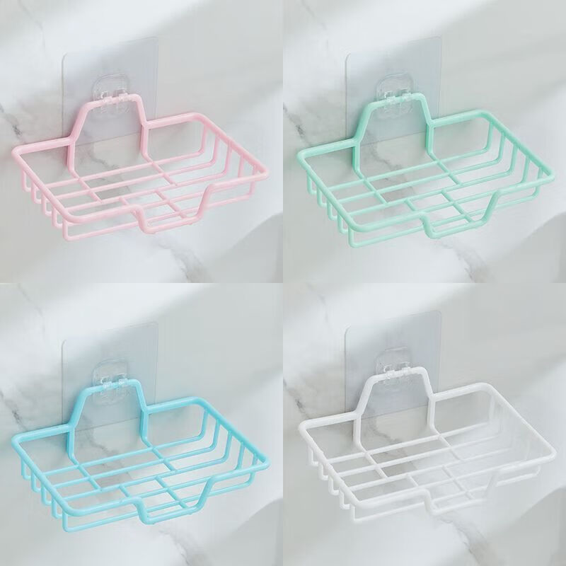 【工厂发货】肥皂盒免打孔壁挂式香皂盒沥水肥皂盒卫生间架置物架 【4个装】强粘力巨防水