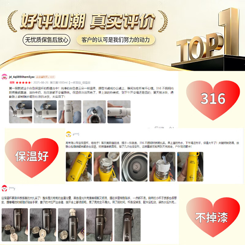 AILUKI日本316不锈钢保温杯女士高颜值吸管水杯男生大容量运动便携车载 落日黄600ml【一杯双饮_保温保冷】