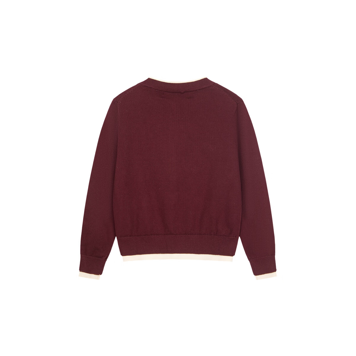 暇步士(Hush Puppies)【学院风】童装儿童女大童2025秋季新款简约舒适百搭假两件针织衫 波尔多红 170 cm