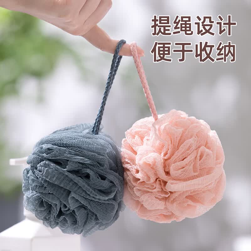 茶花【甄选好物】沐浴球大号泡沫洗澡花搓背浴花搓澡巾不散泡澡球浴球 浅粉+浅咖+暗兰