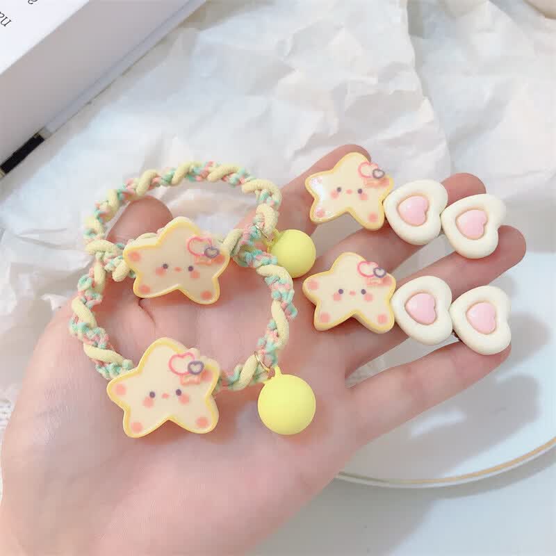 【精选品质】可爱奶油黄星星头绳清新少女风高弹力发绳百搭甜美橡 09 星星奶酪发夹