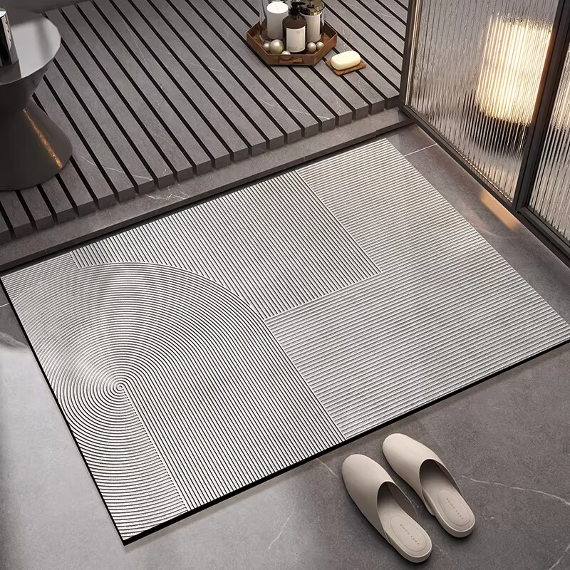 金玉铭川浴室地垫现代简约吸水垫子卫生间门口进门入户防滑洗手间厕所脚垫 GZN-M星河-线条02 40X60cm【吸水速干体验版】
