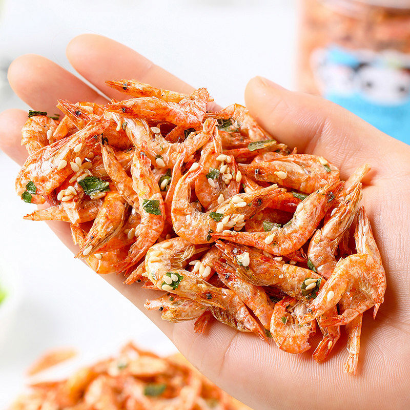 无疆妙品麻辣口味上市孕妇樱花虾干脆虾即食无添加海味零食麻辣烤虾 1罐原味淡水脆虾