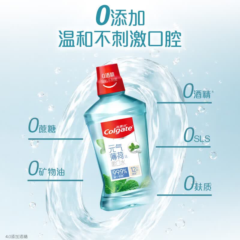 高露洁漱口水 清新口气去口臭 减少口腔细菌深层清洁成人牙龈护理无酒精 【薄荷+绿茶】经典口味丨500ml*2瓶