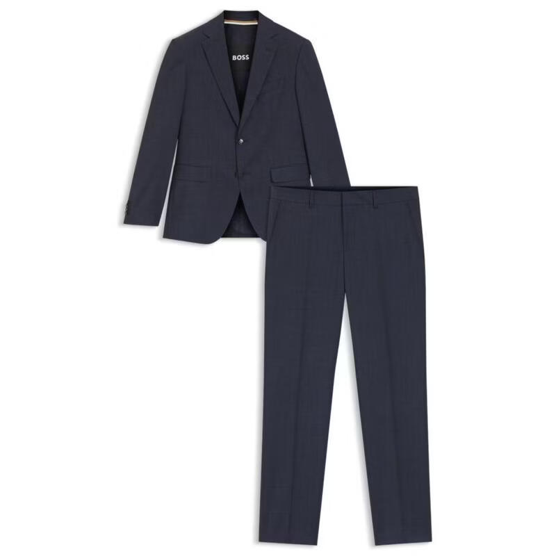 BOSS雨果博斯男士西裝保暖抗皺商務(wù)通勤西服簡約套裝 light blue 40 Regular